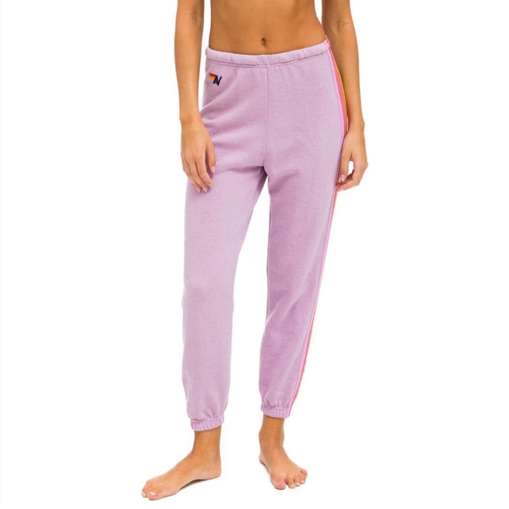 Aviator Nation Rainbow Stripe Jogger in Mauve Pink & Green Size XS NWOT
